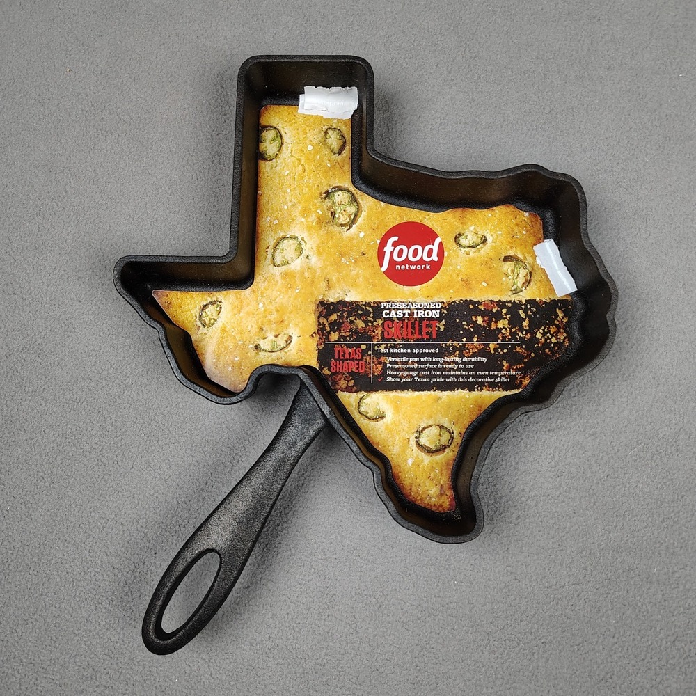 New Texas Cast Iron Skillet TX Shaped Cornbread Pan 10.5" Seasoned Heavy Gauge